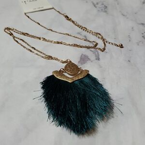 Influence Gold and Green Tassel Necklace